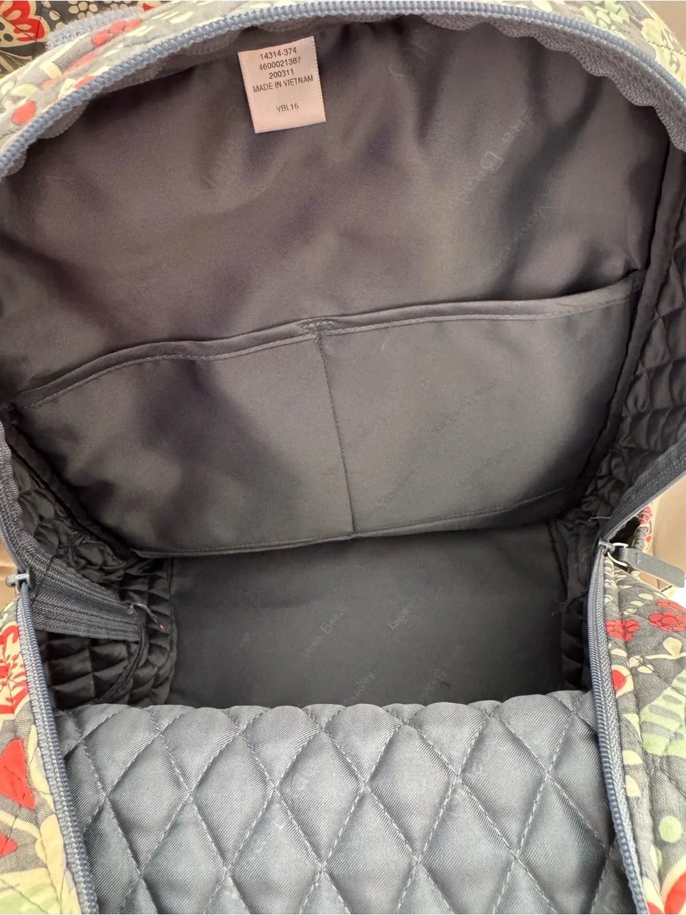 Vera Bradley Quilted Floral Tote & Backpack in Navy, Red & Mint